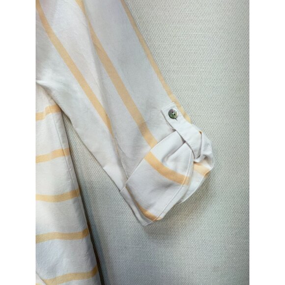 Soft Surroundings Women's Tunic Blouse Top Size S Peach White Stripe Asymmetrica - Picture 11 of 13